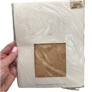 Vintage Basile‎ Italian Pantyhose Size 4 Floral Pattern New Old Stock Beige